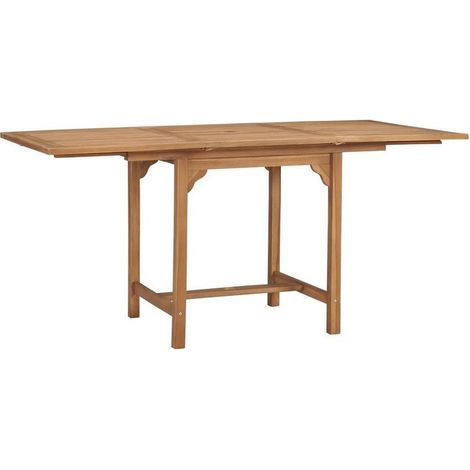 Table de jardin extensible teck massif clair Kounjo 110-160cm (1/5)