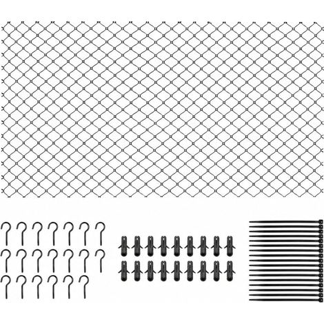 Kit Filet Chat Balcon 6x3m, Protection Fenêtre en Nylon Noir, Maille 2,5cm (1/5)