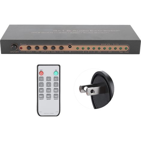 Séparateur audio HDMI 4x1 HDR 100-240V pour TV et amplificateur de puissance, immersion sonore (1/5)