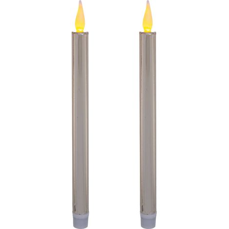LED-Stabkerzen Colorama de Noël 2er-Set - Versilbertes metall