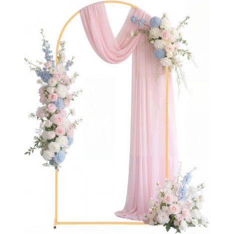 Soporte de Arco Dorado para Telón de Fondo, 2 x 1 m, Estructura Estable, para Bodas, Fiestas de Cumpleaños, Graduaciones, Celebraciones Navideñas y Decoración de Ceremonias, Semicircular (1/5)