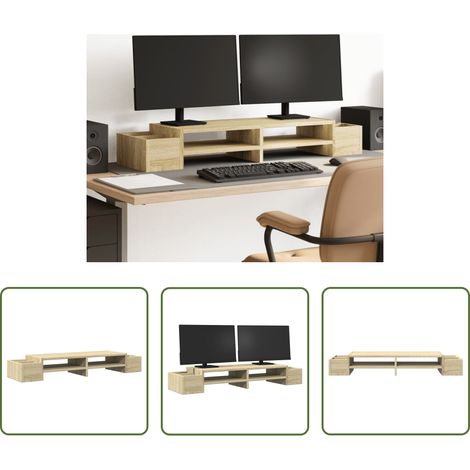 Étagère bureau - Support de moniteur avec rangement chêne sonoma bois ingénierie (1/5)
