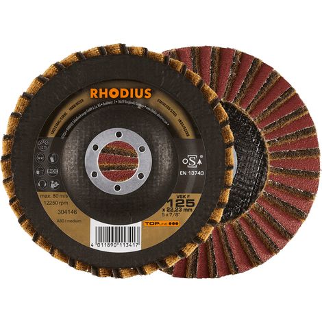 RHODIUS VSK F, 10 Stück, 115 mm, Fächerschleifscheibe (1/4)