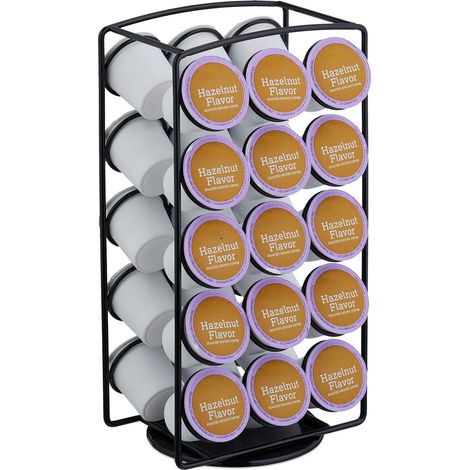 Relaxdays Porta Cialde Caffè, Organizer Portacapsule per 30 Capsule Compatibili Keurig, HxLxP: 30,5x16x12,5 cm, Nero