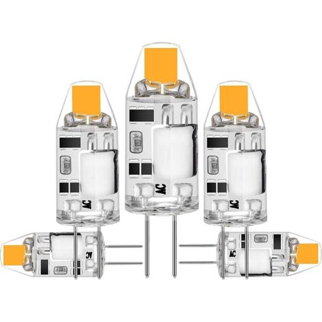 Bardusch-Lot de 5 ampoules LED G4 2 W   Remplace les ampoules halogènes 20 W   Blanc chaud 3000 K   200 lm   12 V AC/DC G4   Pas de scintillement   Intensité variable [Classe énergétique F] (1/5)