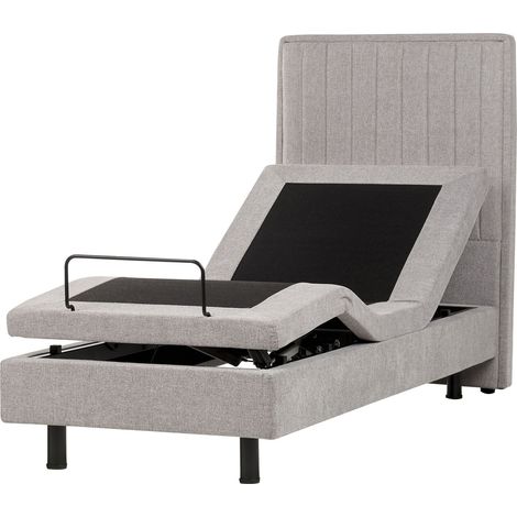 Letto Tessuto Grigio Chiaro Elettrico Regolabile con Telecomando 80 x 200 cm Duke II (1/5)