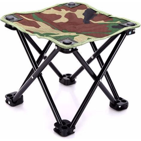 Chaise de pêche pliante légère avec sac de rangement (petit camouflage), tabouret pliant chaise pliante d'extérieur, tabouret de barbecue léger, convient pour la pêche en plein air, les pique niques,