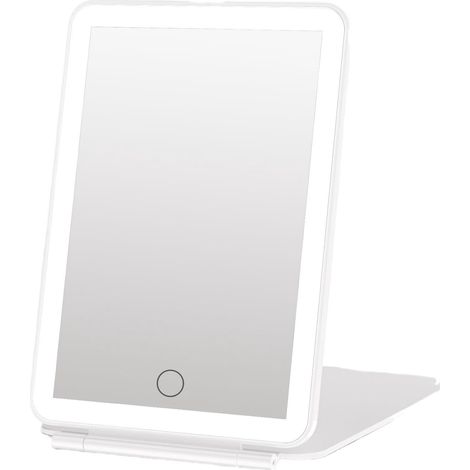 Miroir de Maquillage LED Rechargeable USB - 3 Couleurs d'Éclairage - Pliable et Portable - Idéal pour Maquillage Quotidien et Looks Beauté - Blanc (1/5)