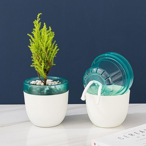 Pot de fleurs à arrosage automatique, double couche, idéal pour le jardinage au bureau et à la maison. (1/3)