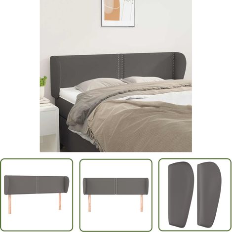 The Living Store Tête de lit avec oreilles Gris 147x23x78/88 cm Similicuir - Tête De Lit - Tête De Lit Rembourrée - Tête De Lit Moderne - Tête De Lit Élégante - Tête De Lit Grise (1/5)