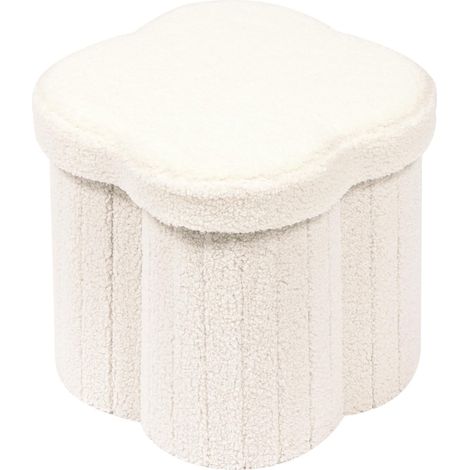 Tabouret de Rangement, Petit Pouf Pliable, Coffre de Rangement, pour Salon, Chambre, Dortoir, Crème, 32x32x32 cm (1/5)
