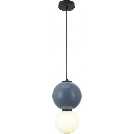 Lampada sospensione moderna blu/bianca 2 sfere Ø18 LED 6W Italux