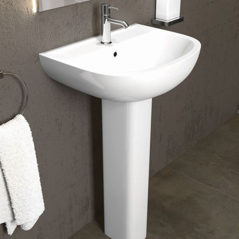 RAK Compact Basin and Full Pedestal 550mm Wide - 1 Tap Hole (1/4)