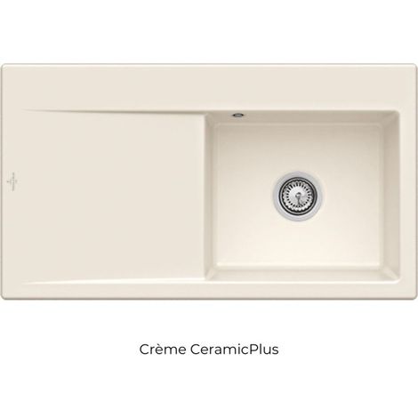 Fregadero derecho con desagüe automático VILLEROY ET BOCH Subway 50, cerámica crema plus