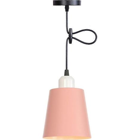 Suspension Color Macaron, abat-jour rose, hauteur réglable, idéale pour îlot de cuisine, style moderne, E27, E26, 110 V, 220 V, installation facile, en métal, pour chambre, salon (1/5)