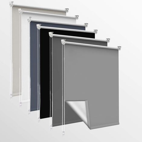 Occultant sans Perçage, 45l x 120L cm(Largeur du Tissu 45cm) Rideaux Occultant avec Revêtement d'argent, Isolation Thermique, Installation Simple, pour Chambre, Salon, Gris Clair (1/5)