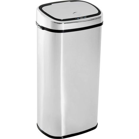 Cubo de basura automático con sensor de movimiento de 68 L de acero inoxidable estanco, color plata, apto para cocina, dormitorio y oficina (1/5)