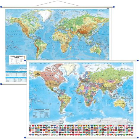 Mapa mundial a escala 1:42.000.000. Mapa mural a doble cara. Información política y geográfica. Edición 2024. (1/5)