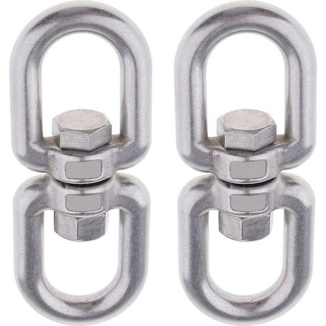 2 Stück robuste, langlebige Doppelösen-Drehringe aus Edelstahl für Schaukeln (1/5)