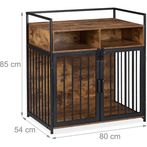 Mobile per gabbia per cani moderno con superficie di appoggio 85 x 80 x 54 cm in MDF nero 130015355