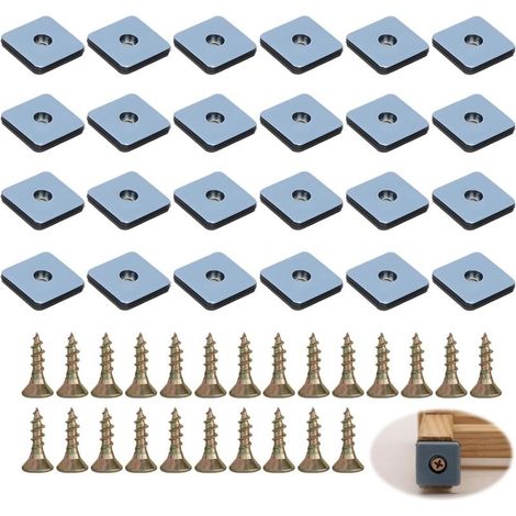 24 Pièces Patins pour Meubles Feutre Adhésif avec Vis - Protection Sol Anti Rayures & Bruit - Patin de Chaise Glisseur Résistant pour Pieds de Table Canapé - Idéal sur Parquet Carrelage & Bois(Bleu) (1/5)