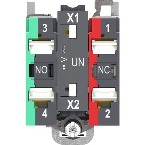 Poussoir lumineux LED Harmony XB4 - 1F+1O - bleu - Ø22 - 24VACDC - Push In - XB4BW36B55