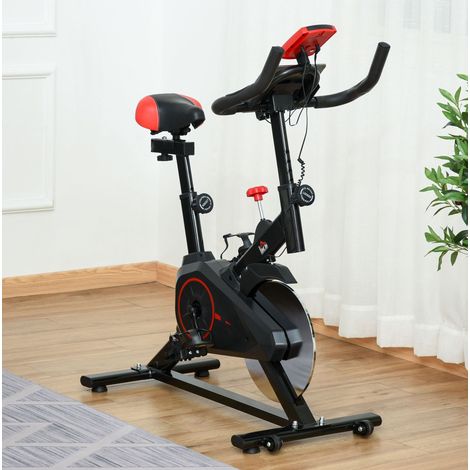 Spinning-Bike 85x46x114 cm aus schwarzem Stahl mit LCD-Display, platzsparend – MEUBLIV