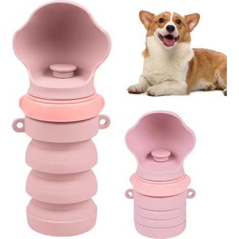 Bouteille d'eau portable pour chien, anti-fuite, pliable, distributeur d'eau pour chiot, accessoire d'hydratation pour animal de compagnie pour camping, randonnée, marche, plage, parc, vacances, 26 cm (1/5)