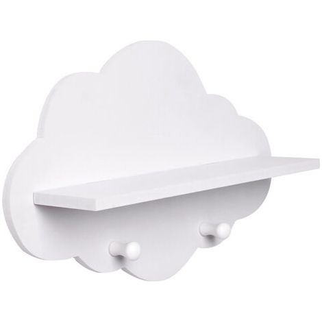 QORVA-Porte-Manteau Mural pour Enfant « Nuage », Blanc, env. 34.7 x 7.8 x 23 cm, Rangement de vêtements pour Chambre d'enfant, patère