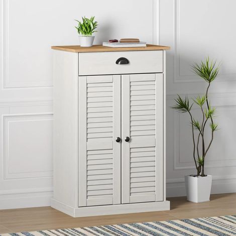 Meuble à chaussures Armoire à chaussures, Facile à Monter VIGO blanc 60x35x96 cm bois massif de pin -50843 (1/5)
