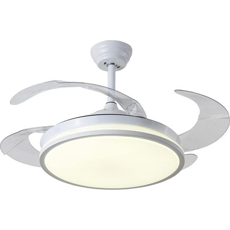 BEL AIR HOME - Ventilador de techo DUNE con Aspas Desplegables Luz Led 36W en 3 Temperaturas de Luz con Mando a Distancia -Motor DC Eficiente y Silencioso (BLANCO) (1/5)