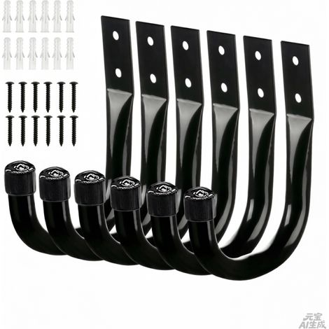 Ganchos para bicicletas de garaje, juego de 6 con tornillos a juego, para montaje en pared (6 piezas)