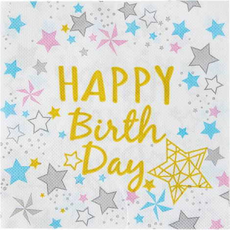 Servietten (60er-Packung) │ Design „Happy Birthday“ │ Papierservietten 33x33cm │ Stoff-Partyartikel (60er-Packung „Happy Birthday“-Servietten) (1/5)