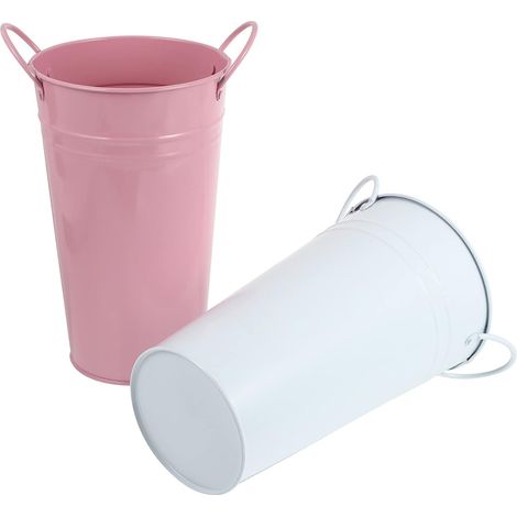2pièces Seau à Fleurs Décoratif Fer avec Poignée Récipient à Fleurs pour Jardin Lot de Modernes (1/5)