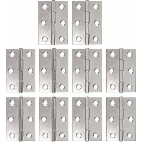 Lot de 10 charnières en acier inoxydable, charnière piano, charnières pliantes, baguette de charnière pour portes de meubles, charnière de 48 mm avec 6 trous de fixation, connecteurs pour jardinières (1/4)