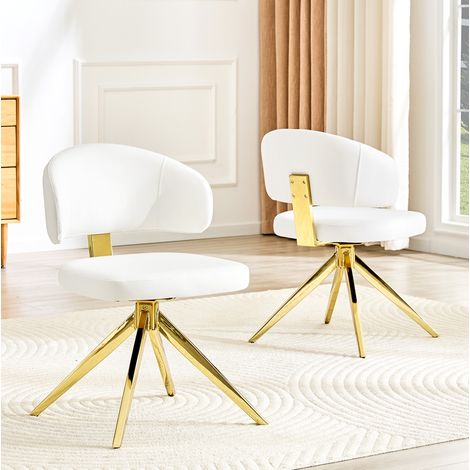 Sillas de comedor giratorias de PU blanco, lote de 2, HAVRYA (1/5)