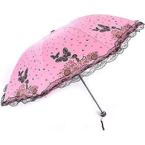 Parasol pliable, protection solaire UV, imperméable, compact et léger pour les voyages, couleur rose.-AquaForge (1/5)