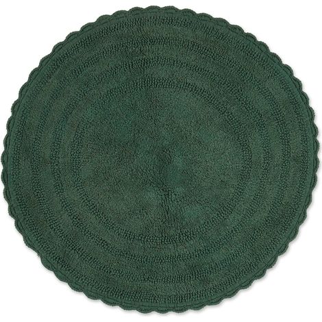 Tapis de Bain réversible, Rond, 70 cm de diamètre, Vert foncé (1/5)