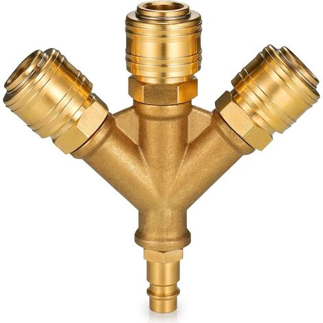 Répartiteur d'air comprimé à 3 voies avec raccords, 1/4", répartiteur d'air, 3 répartiteurs d'air comprimé avec filetage extérieur (1/5)