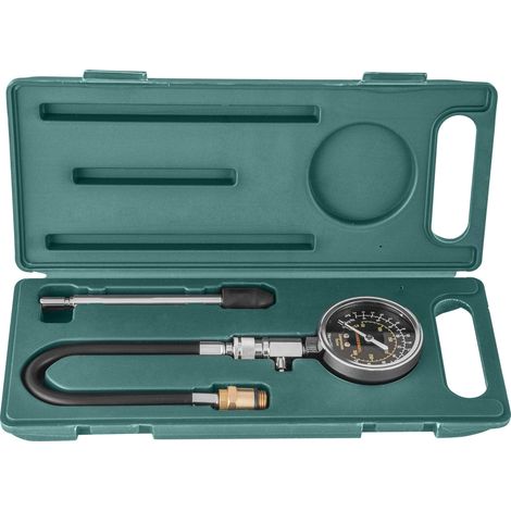 Manómetro de Compresión de Gasolina Jonnesway AR020017, Rango 0-300 psi, 21 Bar, Punta Rígida 150 mm y Flexible 325 mm, con Válvula Schröder para Motores de Gasolina.