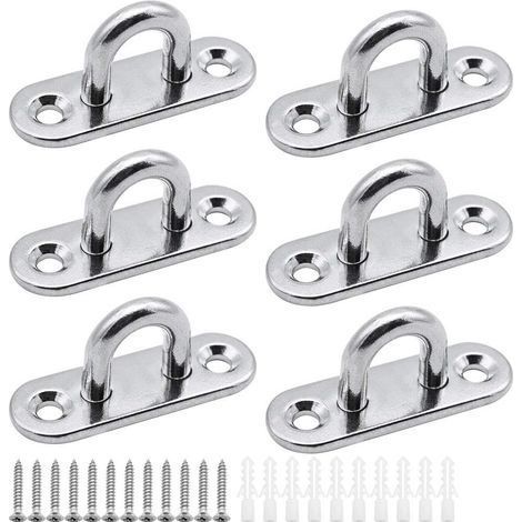 6 pièces plaques à œillets Plaque de Couverture en Acier Inoxydable Plaque de mât de 5mm Crochets de Fixation Robustes pour Crochets muraux chaises suspendues auvent Accessoires de Bateau etc (1/5)