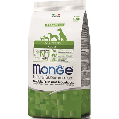 Monge Dog Natural Superpremium Adult All Breeds Coniglio Riso e Patate - Monge Dog Natural Superpremium Adult All Breeds Coniglio Riso e Patate - Sacco Da 12 Kg (1/5)