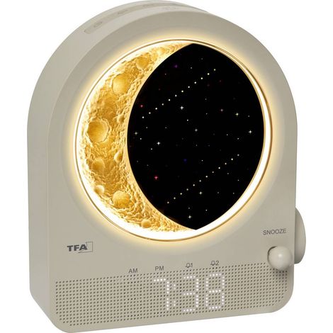 TFA Dostmann 60.2053.15 à quartz Simulateur d'aube gris clair Heures de réveil 2 lumière d'ambiance