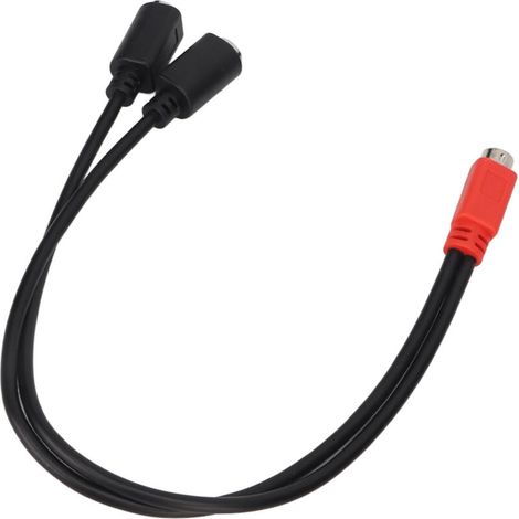 MINI DIN Y-Kabel, 6-polig Stecker auf 2 Buchsen, 30 cm, rot und schwarz, zur Signalaufteilung