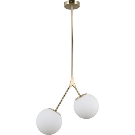 Suspension Italux Caserta 2 lampes bronze verre 77cm (1/3)