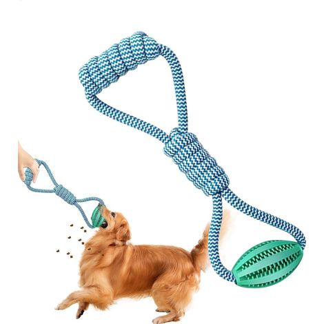 Seilspielzeug für Hunde, Seilspielzeug mit Ball, Futterspender mit Seil, Kauspielzeug für mittelgroße und kleine Hunde (1/2)