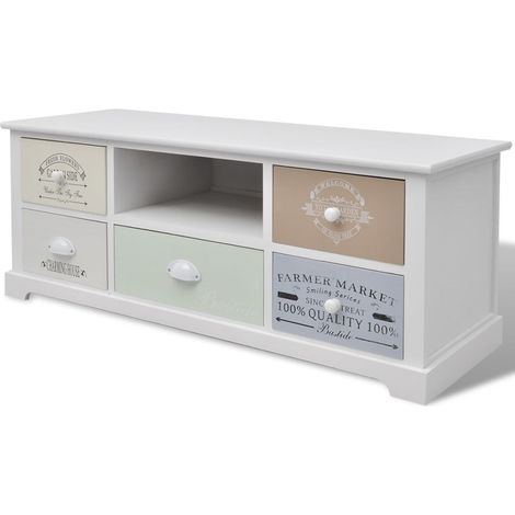 Práctico aparador de TV de diseño en estilo francés madera contrachapada blanca 2502188