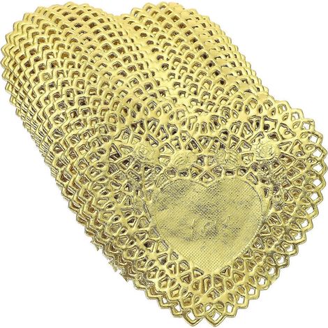 Napperons en papier doré en forme de cœur pour la décoration de la Saint-Valentin (100 feuilles) (1/5)