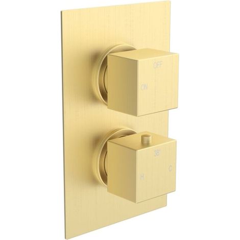 Signature React Thermostatic 1 Outlet Concealed Shower Valve Dual Handle - Brushed Brass (1/2)