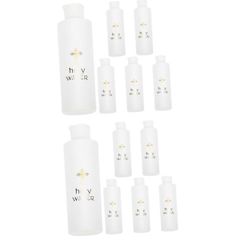 Récipient Eau Bénite 12 Pièces d'eau Bénite Bouteilles D'apothicaire Pot d'eau Bénite d'eau De Baptême Bouteilles d'eau Bénite en Plastique Décor De Croix Bronzage Vide Eau Benite (1/5)